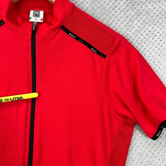 Vintage Santini SMS Mens Red Full Zip Cycling Jersey Size L Made in Italy Vtg - Picture 12 of 13